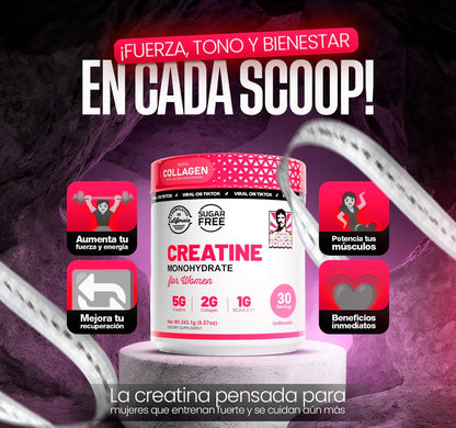 Creatina for women Monohidratada Premium + Colageno